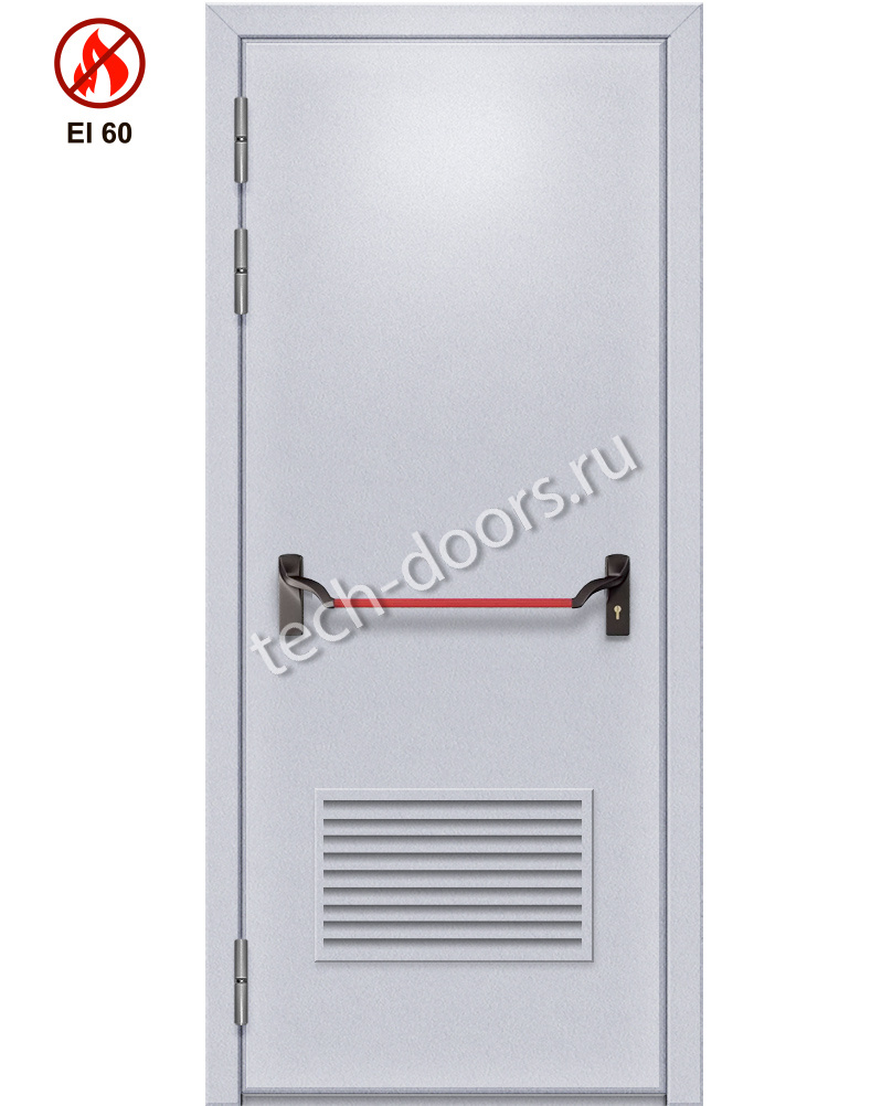 Дверь однопольная противопожарная с вентиляционном решеткой 980x2050
